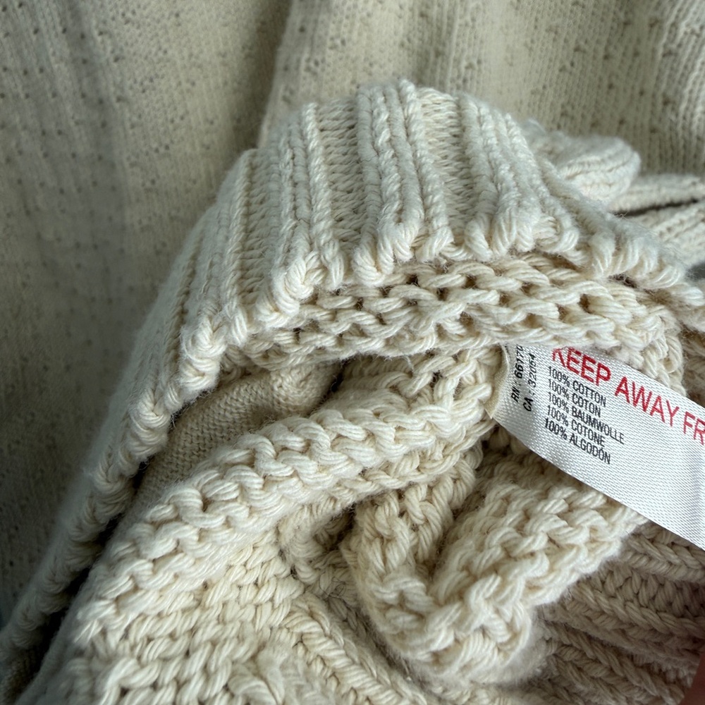 free-est Free People Cream 100% Cotton Mockneck Pullover Sweater Small Knit - Picture 4 of 5